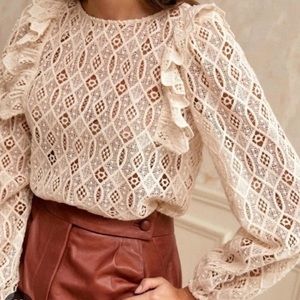 Sezane Salina Blouse Lace Ruffles